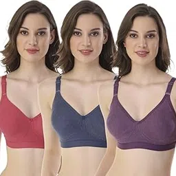 bylko Women Cotton Non-Padded Non-Wired Everyday Regular Wear C Cup Multicolor Bra Pack of 3-picture-22