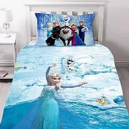 Yetli Digital Velvet Kids Favourite Character Printed 1 Single Bedsheet Whith 1 Pillow Cover, Pack of 1 Pieces - (Blue Fzn)-picture-16