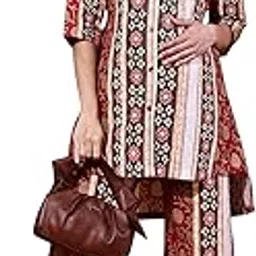 Moms Maternity Women's Floral Print Cotton Maroon Kurta With Bottom Maternity Co-ord Set Dress-picture-10