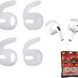 Crysendo Earbuds Cover + Ear Tips Compatible with AirPods Pro | [Does Not Fit in Case] Anti-Slip Soft Silicone Eartips Caps Compatible with AirPods Pro Accessories 2 Pairs (with Hook, Transparent)-picture-19