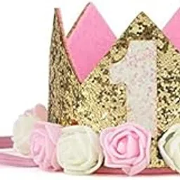 Party Propz 1st Birthday Crown Cap for Baby Girl | Crown for 1 Year Baby | Hats for Kids | Caps for Kids | Crowns for Girls-image-18