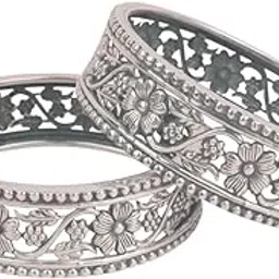 shyle 925 Sterling Silver Bangle/Bracelet, Moh Intricate Flower Leaf Bangle, Well Stamped with 925,Traditional Silver Chudi, Bangle-picture-14