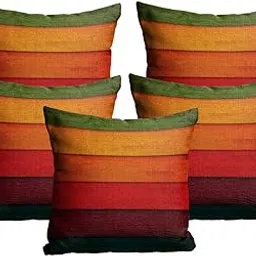 Sleep nature's Jute Fabric Printed Decorative Throw/Pillow Covers,Cushion Covers for Living Room, Bed Room, Sofa,Chairs Pack/Set of 5 (Multicolour, Size 12 x 12 Inches)-image-11