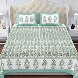 Jaipur 240 TC 100% Pure Cotton King Size Bedsheet for Double King Bed | 100 * 108 inches with 2 Pillow Covers | Ultra-Soft, Skin-Safe & Breathable Fabric (Green Forest Print) | King Size-image-11