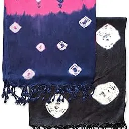 DupattaSeller COMBO PACK OF 2 Rayon Fabric Printed Dupatta/Stole/Scarf Indian Traditional Design With Latkan on Full 2 Side image 1