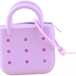 enakshi (label) 4xBeach Tote Bag with Holes Zipper Silicone DIY Wallet Summer Leisure Hole Bag Purple|Clothing, Shoes & Accessories | Womens Handbags & Bags image 1