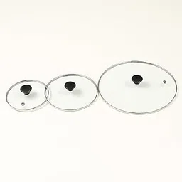 Glass Pan Lid Set, 15/17/28 cm Diameter, Black Knob, 178/230/540 g-picture-37