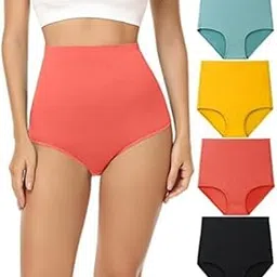 Women Cotton Underwear High Rise Full Briefs Breathable Ladies Regular Plus Size Panties Size (38 Till 42) Pack of 3 Assorted-image-42