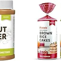 Pintola Combo - Organic Peanut Butter Crunchy 1kg + Rice Cakes (Unsalted & Multigrain) (Pack of 2) (130g x 2), 100% Roasted Peanuts butter, Unsweetened, Crunchy Nut Butter With Organic Rice Cakes-picture-24
