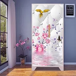 WallDaddy Self Adhesive Almirah Stickers, Wall Stickers, Decorative Sticker Wallpaper for Home Wardrobe Doors (Tota Fool Almirah) PVC Vinyl Size Large (39 x 84 Inch)-picture-28