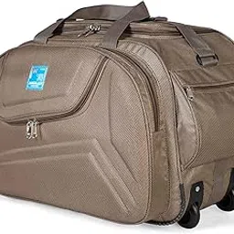 Voltage Nylon 55 litres Waterproof Strolley Duffle Bag- 2 Wheels - Luggage Bag - (Beige)-image-4