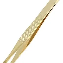 Flat Tip Tweezer Plucker for Women Eyebrows and Upper Lips Gold ()-picture-25