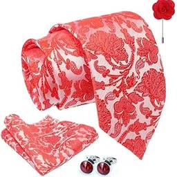 axlon Paisley Tie For Men – Formal Ties Set With Pocket Square, Cufflink & Flower Pin With Gift Box For Mens, Silk Fabric Neckties Gift Sets For Men’s (BS1)-picture-14