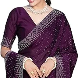 siril Women's Georgette Hot Fixing Stone Work Saree with Unstitched Blouse Piece-picture-28