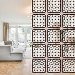 RANDOM Geometric Pattern Wood Room Divider, Brown, 12 Panels Set, 11.5 x 11.5 Inch Each, Ceiling Mount Installation, Space-Saving Design for Office and Living Room-picture-11