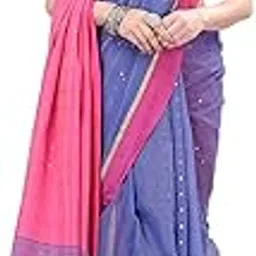 db desh bidesh Women`s Tant Silk Handloom Cotton Saree Sequence Work With Blouse Piece-picture-54