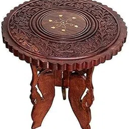 A.S Handicrafts.Wooden Small Table Beatiful Hand Carving Top Stool Bed Side Table Traditional Art Design for Living Room Bedroom Hallway Garden Handicraft Product Gift Item Home Decor Item-image-21