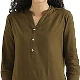 saadaa Women Short Kurti Airy Linen Regular Fit Kurta with 3/4th Sleeves, Mandarin Collar, Side Slit Perfect for Casual, Formal, and Ethnic Wear-picture-39