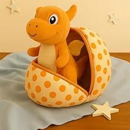 Dimpy Stuff Orange Dinosaur Plush Toy with Egg Shell, 16 cm-picture-29