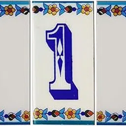 Shiv Kripa Blue Art Pottery Ceramic Number Tiles (2 * 4 inch/Set of 3 Tiles)-picture-46
