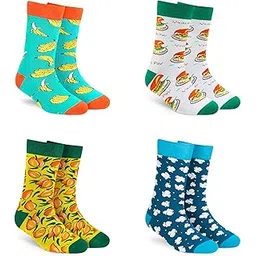 dynamocks Men's and Women's Combed Cotton Crew Length Socks (Pack of 4) (Multicolour, Free Size)-picture-10