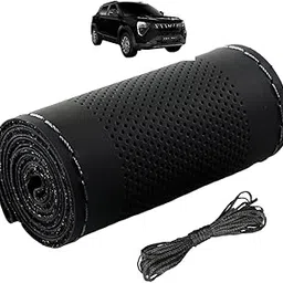 Auto Hub PU Leatherite Car Steering Cover Compatible with Mahindra XUV 3XO, Black Color with Sewing Needle and Thread, Pack of 1-picture-10