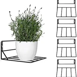 EVETO Wall Mount Flower Pot Stand – Set of 3 Metal Hanging Brackets for Balcony, Garden, Living Room – Railing Planter Holders & Grill Rack Shelf for Indoor Outdoor Plants (22x22x12 cm)-image-37