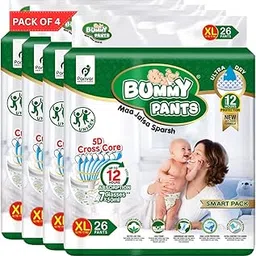 BUMMY PANTS Baby Diapers - Soft & Comfortable with 5D Cross Core Technology, 360° Soft Elastic Waistband & Up to 12-Hour Absorption | XL | Pack of 4 | 104 Pieces-picture-18