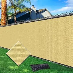 Cisvio 5ftx25ft Privacy Fence Screen Heavy Duty 170 GSM Windscreen & Dustproof Fabric Privacy Screen Covering Mesh Fencing for Outdoor Patio, Balcony, Pool Deck, Sand-picture-41