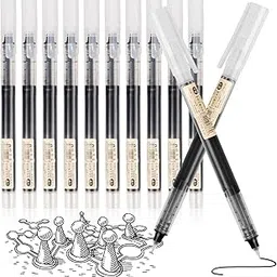 worison 12pcs Black Gel Pens, Quick-Drying 0.5mm Needle Tip Liquid Ink Rollerball Ballpoint Pens-picture-26