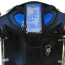 NISHI Polyester Handlebar Universal Mobile Holder Mount Pouch Bag Waterproof for Activa Jupiter EV Ola-S1 Pleasure Ntroq_All Scooter Scooty Bike Fit 7 inches Phone (Black)-picture-36