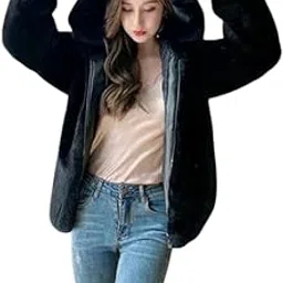 Zip-Up Teddy Hoodie for Women & Girls | Fluffy Faux Fur Jacket with Bear Ears | Soft Black Fleece Sweatshirt | Cozy & Warm Winterwear | Stylish Casual Outerwear-image-19