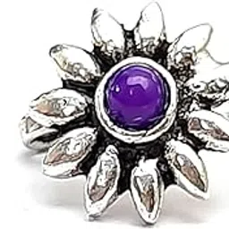 rita creations Luna Perlata Ember Glow Nosepin Oxidized Brass Nose Ring || Purple (Clip-On)-picture-23