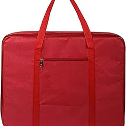 Kuber Industries Rexene Jumbo Moisture Proof Rectangular Underbed Storage Bag with Zipper Closure and Handle (Red)-image-59
