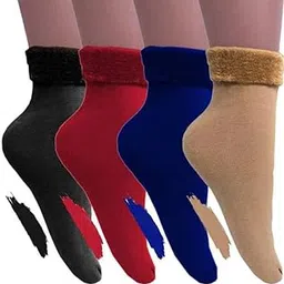 Women 4 Pair Thumb Thermal Socks Winter Velvet Pile Lined Socks Thick Slipper Socks-picture-55