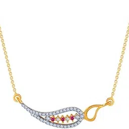 p.c. chandra jewellers 14k (585) Yellow Gold and American Diamond Pendant for Women-picture-28