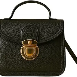Elegant Black Mini Leather Sling Bag for Women Small Crossbody Purse with Gold Buckle-picture-25