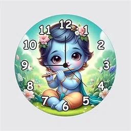 Cute Baby Krishna Wall Clock for Kids Room | 12 Inch | 6mm MDF | Quartz Movement | Decorative Bal Gopal Clock for Bedroom & Living Room-picture-23