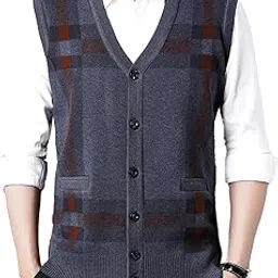 rafyzy Mens Thick Argyle Sweater Vests Classic V-Neck Knitwear Sleeveless Pullover Fall Winter Warm Tank Tops M-4XL image 1