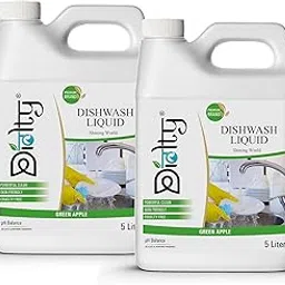 Diolty Dishwash Liquid Gel Lemon Can Jar, with Lemon Fragrance, Grease Cleaner For All Utensils, Dishwashing Liquid 10 Liter (Green Apple)-image-23