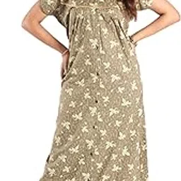 Polina Women's All Over Printed Open Front Full Cotton Blend Nighty/Maxi/Nightgown/Nightwear Article No-152-picture-24