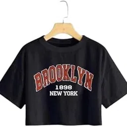 Stylish Look, Women Printed, Black Crop Top, for Women with Half Sleeves for Office Wear, Cotton Lycra Crop Top, Casual Wear, Black Brooklyn Top for Woman, (Pack of 1)-picture-20