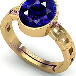 10.25 Ratti 9.00 Carat Certified Original Blue Sapphire Gold Plated Ring Panchdhatu Adjustable Neelam Ring for Men & Women by Lab Certified-image-2