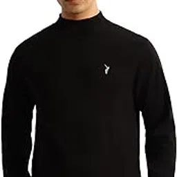 thomas scott Men's | Regular Fit | Long Sleeves | High Neck | 100% Cotton | Solid | Knitted | Pullover | Sweater (CCSWT103_Black_XL)-picture-22