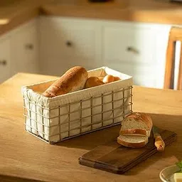 Ellementry Twine Wire Bread Box with Lid, Stylish Bread Storage Container, Vintage Kitchen Counter Organizer, Keeps Bread Fresh & Moist, Rustic Farmhouse Bread Keeper-image-7