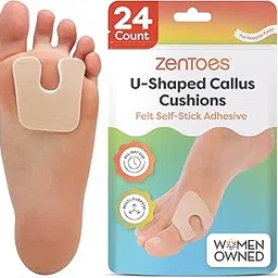 Zentoes U-Shaped Felt Callus Pads | Protect Calluses From Rubbing On Shoes | Reduce Foot And Heel Pain | Pack Of 24 1/8â€ Self-Stick Pedi Cushions-image-38