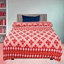 Geometric Pattern Quilt Cover, Orange and White, Modern Bedding, Comforter Cover, Rajai Cover, Blanket Cover,Quilt Cover King Size: 90x60 inches (Single Bed) (Red)-picture-16