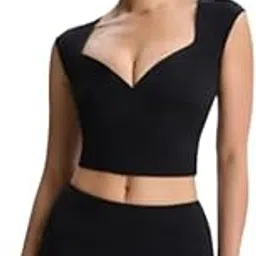 the rjf Women's Velvet Solid Sweetheart Neck Sleeveless Stitched Blouse-picture-45