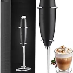 Milk Frother Handheld Battery Operated Electric Whisk Beater Foam Maker for Coffee, Latte, Cappuccino, Hot Chocolate, Durable Mini Drink Mixer (Black)-picture-42
