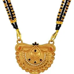 morir Royal Radiance Traditional Gold Plated Mangalsutra with Dual Black Beads & Designer Pendant-picture-55